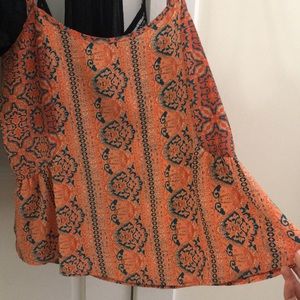 Orange and blue patterned tank